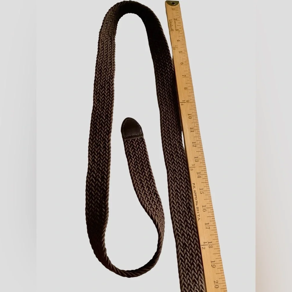 EUC 40” to 44” Braided Belt Brown Silver